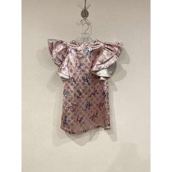 The Marc Jacobs Dress Girls 5 Metallic Poodle Pattern Ruffle Sleeve Party Specia - Picture 1 of 5